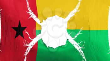 Guinea Bissau flag with a hole, white background, 3d rendering