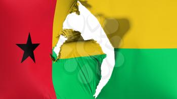 Damaged Guinea Bissau flag, white background, 3d rendering