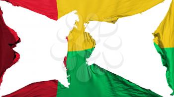 Destroyed Guinea Bissau flag, white background, 3d rendering