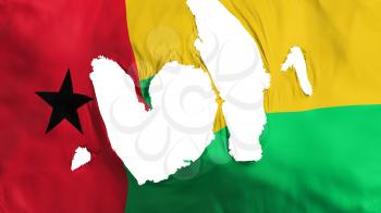 Ragged Guinea Bissau flag, white background, 3d rendering