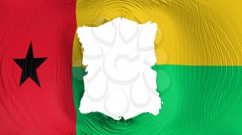 Square hole in the Guinea Bissau flag, white background, 3d rendering