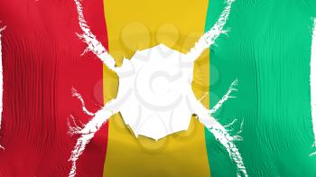 Guinea flag with a hole, white background, 3d rendering