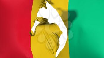 Damaged Guinea flag, white background, 3d rendering