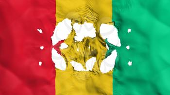 Holes in Guinea flag, white background, 3d rendering
