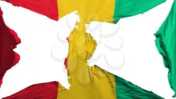 Destroyed Guinea flag, white background, 3d rendering