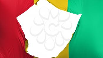 Cracked Guinea flag, white background, 3d rendering
