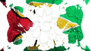 Scattered Guyana flag, white background, 3d rendering