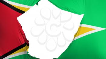 Cracked Guyana flag, white background, 3d rendering