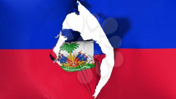 Damaged Haiti flag, white background, 3d rendering