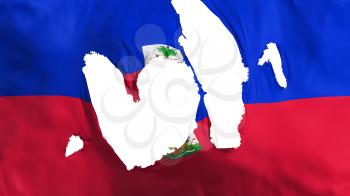 Ragged Haiti flag, white background, 3d rendering