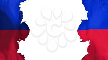 Blasted Haiti flag, against white background, 3d rendering