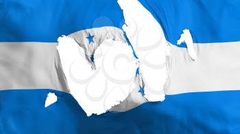 Ragged Honduras flag, white background, 3d rendering