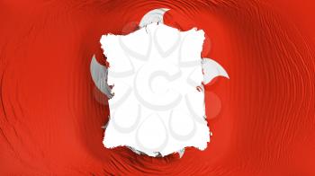 Square hole in the Hong Kong flag, white background, 3d rendering