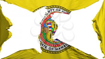 Destroyed Honolulu city, capital of Hawaii state flag, white background, 3d rendering