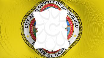 Square hole in the Honolulu city, capital of Hawaii state flag, white background, 3d rendering