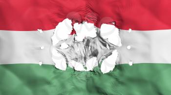 Holes in Hungary flag, white background, 3d rendering