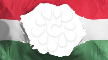 Broken Hungary flag, white background, 3d rendering