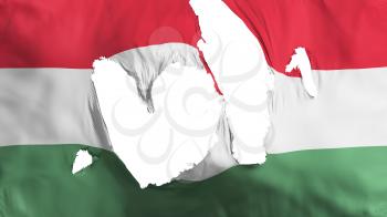 Ragged Hungary flag, white background, 3d rendering