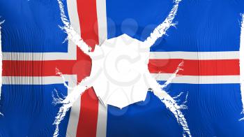 Iceland flag with a hole, white background, 3d rendering