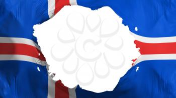 Broken Iceland flag, white background, 3d rendering