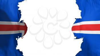 Blasted Iceland flag, against white background, 3d rendering