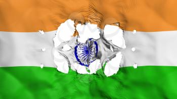 Holes in India flag, white background, 3d rendering