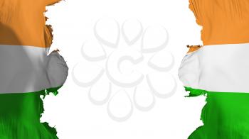 Blasted India flag, against white background, 3d rendering