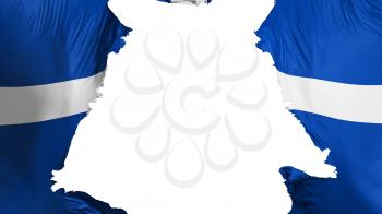 Indianapolis city, capital of Indiana state flag ripped apart, white background, 3d rendering