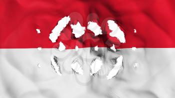 Indonesia flag with a small holes, white background, 3d rendering