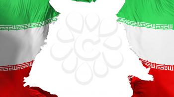 Iran flag ripped apart, white background, 3d rendering