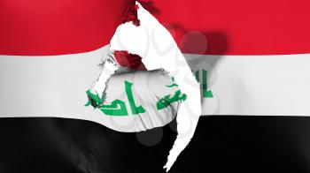 Damaged Iraq flag, white background, 3d rendering