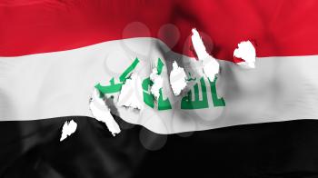 Iraq flag perforated, bullet holes, white background, 3d rendering