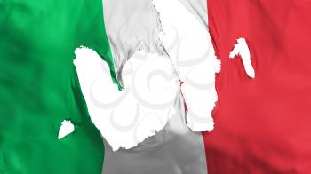 Ragged Italy flag, white background, 3d rendering
