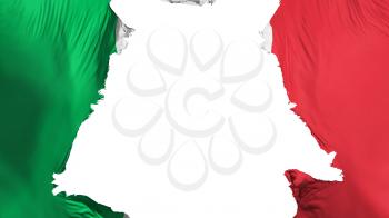Italy flag ripped apart, white background, 3d rendering