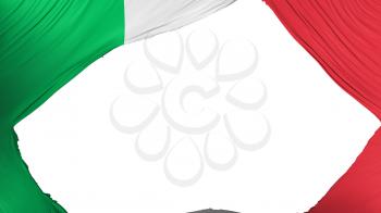 Divided Italy flag, white background, 3d rendering