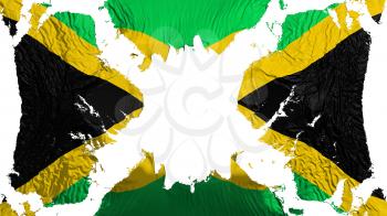 Jamaica torn flag fluttering in the wind, over white background, 3d rendering