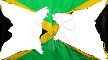 Destroyed Jamaica flag, white background, 3d rendering