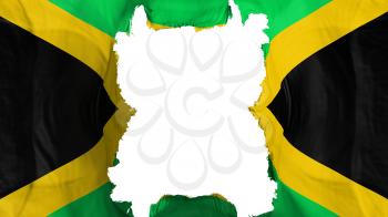 Ripped Jamaica flying flag, over white background, 3d rendering