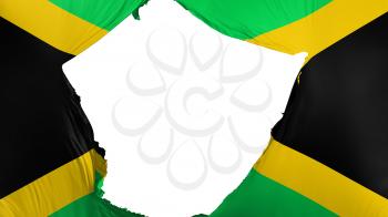 Cracked Jamaica flag, white background, 3d rendering