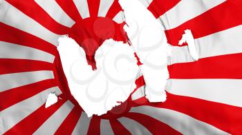 Ragged Japan rising sun war flag, white background, 3d rendering
