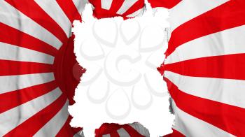 Ripped Japan rising sun war flying flag, over white background, 3d rendering