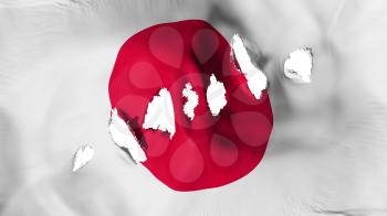 Japan flag perforated, bullet holes, white background, 3d rendering