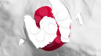 Ragged Japan flag, white background, 3d rendering