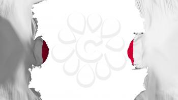Blasted Japan flag, against white background, 3d rendering