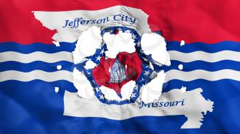 Holes in Jefferson city, capital of Missouri state flag, white background, 3d rendering