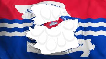 Tattered Jefferson city, capital of Missouri state flag, white background, 3d rendering
