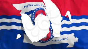 Ragged Jefferson city, capital of Missouri state flag, white background, 3d rendering