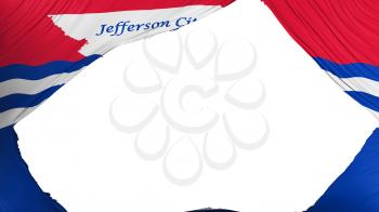 Divided Jefferson city, capital of Missouri state flag, white background, 3d rendering
