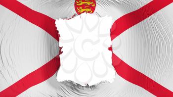 Square hole in the Jersey flag, white background, 3d rendering