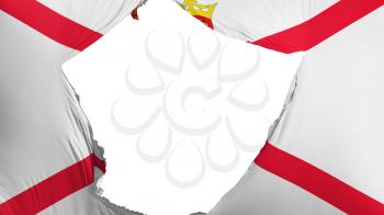 Cracked Jersey flag, white background, 3d rendering